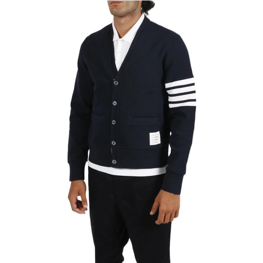 Purchase THOM BROWNE FW22 Kardigan Lelaki Biru 4-Bar V-Leher Klasik. MJT325A-J0008-415