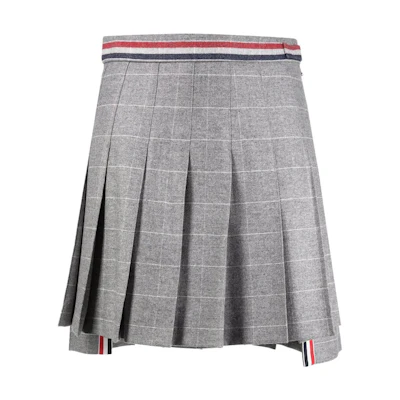 THOM BROWNE FW22 Classic Four-Stripe Pleated Mini Skirt Grey FGC402A-F0039-035