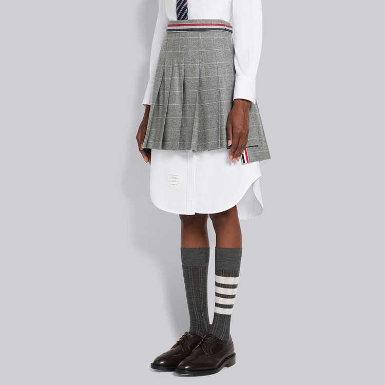 Purchase THOM BROWNE FW22 經典四條紋百褶迷你裙 灰色 FGC402A-F0039-035