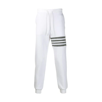 Thom Browne FW22 Colorblock 4-Bar Waffle Knit Joggers White Pants MJQ082A-06452-100