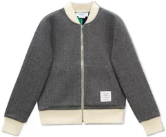 Thom Browne FW22 Colorblock Herringbone Bomber Jacket Gray MJT348A-J0031-980 Thom Browne FW22 Colorblock Herringbone Bomber Jacket Gray MJT348A-J0031-980