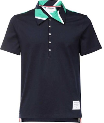 톰 브라운 FW22 컬러블록 반팔 폴로 셔츠 남성용 블루 MJP160A-42415-415 Buy 톰 브라운 FW22 컬러블록 반팔 폴로 셔츠 남성용 블루 MJP160A-42415-415