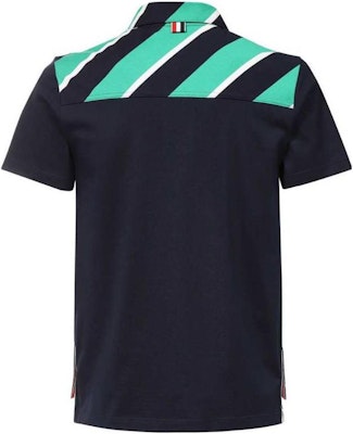 톰 브라운 FW22 컬러블록 반팔 폴로 셔츠 남성용 블루 MJP160A-42415-415 Lookbook 톰 브라운 FW22 컬러블록 반팔 폴로 셔츠 남성용 블루 MJP160A-42415-415