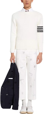 THOM BROWNE FW22 Kontras Four-Bar Striped Pullover Sweater Lelaki Putih MKA395A-Y3017-100 Shop THOM BROWNE FW22 Kontras Four-Bar Striped Pullover Sweater Lelaki Putih MKA395A-Y3017-100