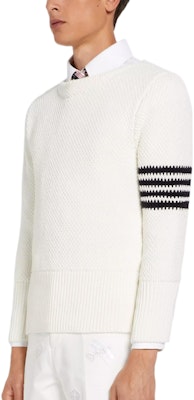 THOM BROWNE FW22 Kontras Four-Bar Striped Pullover Sweater Lelaki Putih MKA395A-Y3017-100 Purchase THOM BROWNE FW22 Kontras Four-Bar Striped Pullover Sweater Lelaki Putih MKA395A-Y3017-100