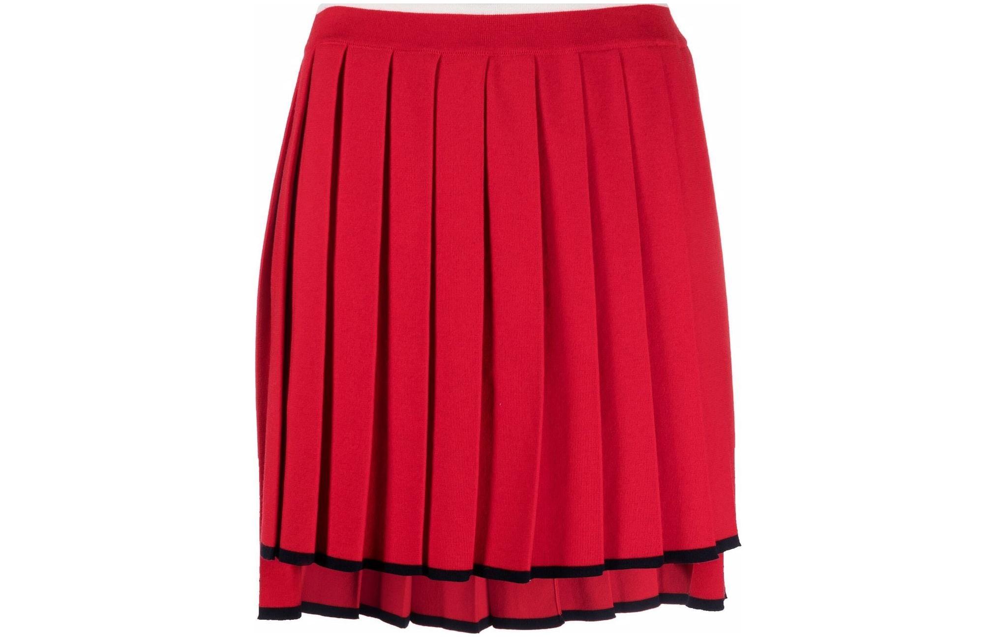 THOM BROWNE FW22 Contrast Trim Pleated Mini Skirt Red. FKK106A-Y1037-600