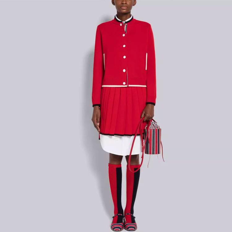 THOM BROWNE FW22 Contrast Trim Pleated Mini Skirt Red. FKK106A-Y1037-600 圖 3