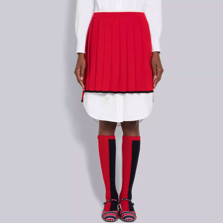 THOM BROWNE FW22 Contrast Trim Pleated Mini Skirt Red. FKK106A-Y1037-600 圖 4