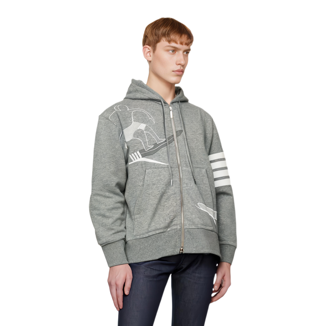 Thom Browne FW22 Embroidered Zip Hoodie Jacket  Grey MJT264E-00535-035 圖 4