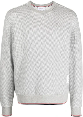Thom Browne FW22 Grey Chevron Knit Sweatshirt with Three Stripes Trim MJT355A-J0027-133 Buy Thom Browne FW22 Grey Chevron Knit Sweatshirt with Three Stripes Trim MJT355A-J0027-133