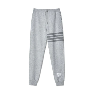 Thom Browne FW22 Grey Four-Bar Cotton Knit Sweatpants. MJQ008P-06910-065