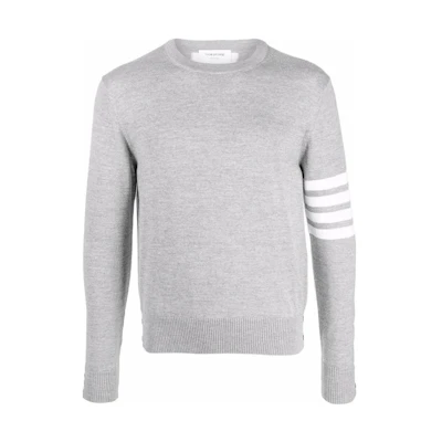 Thom Browne FW22 Grey Lobster Pattern Striped Wool Sweater for Men. MKA430A-Y1002-055