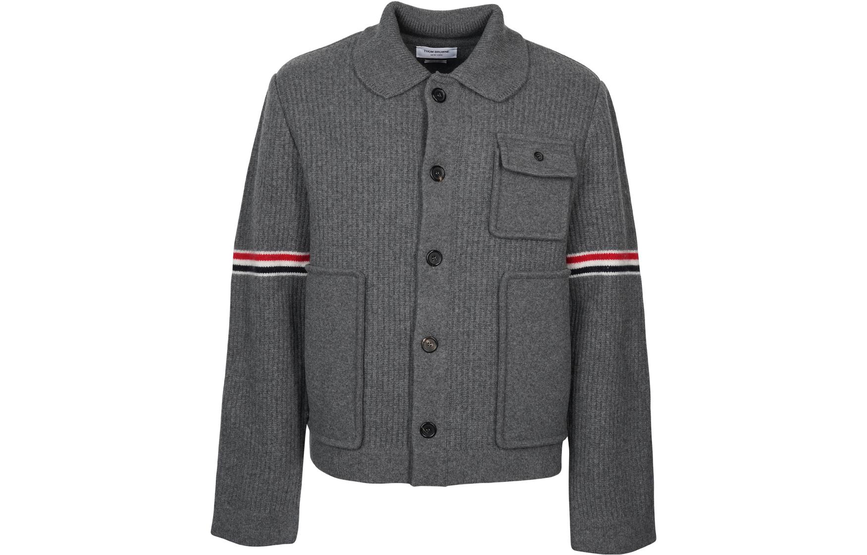 Thom Browne FW22 Grey Striped Single-Breasted Jacket for Men MKJ084A-Y1019-035