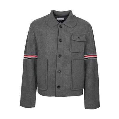 Thom Browne FW22 Grey Striped Single-Breasted Jacket for Men MKJ084A-Y1019-035