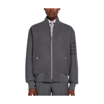 Thom Browne FW22 Grey Striped Zip Casual Jacket MJO167A-07553-035