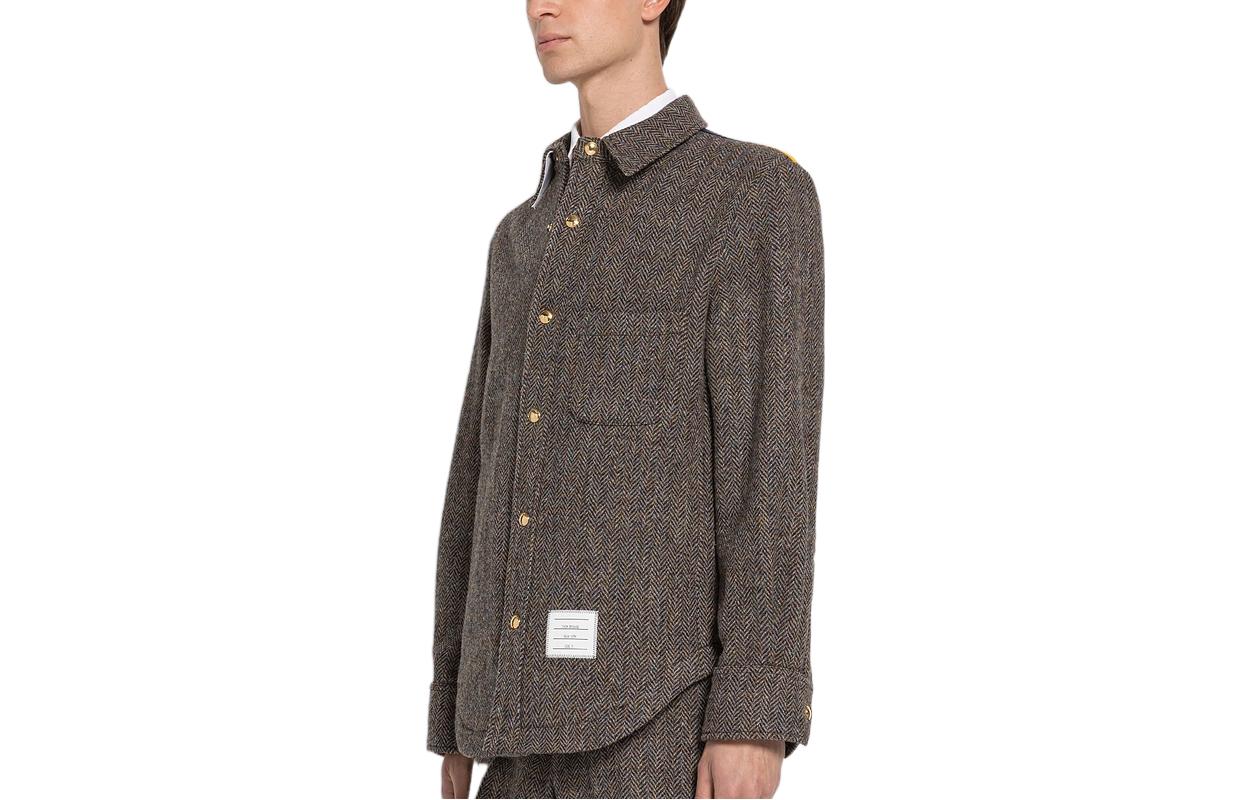 Thom Browne FW22 Herringbone Single-Breasted Straight Cut Jacket Brown Men MJO055C-02508-210 圖 4