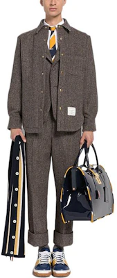 トム ブラウン FW22 ヘリンボーン シングルブレスト ジャケット ブラウン メンズ MJO055C-02508-210 Purchase トム ブラウン FW22 ヘリンボーン シングルブレスト ジャケット ブラウン メンズ MJO055C-02508-210