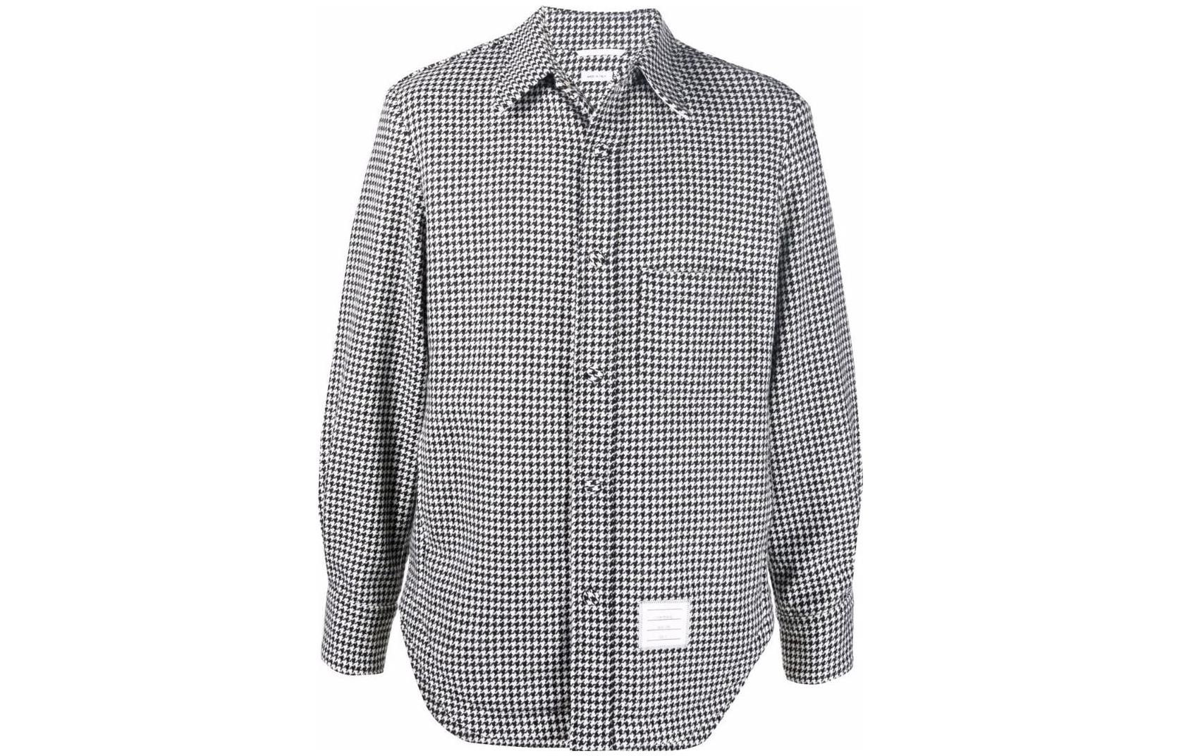 Thom Browne FW22 Houndstooth Collar Shirt Jacket Grey MJO055A-F0040-980