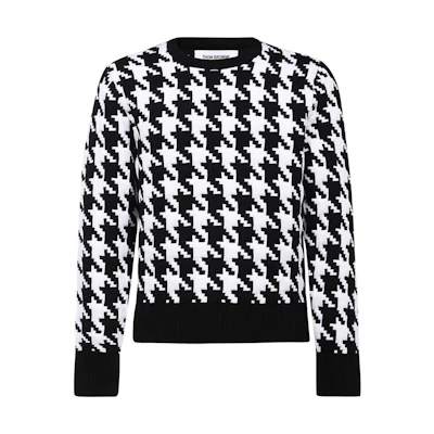 Thom Browne FW22 Houndstooth Ribbed Crewneck Wool Sweater Black . MKA421A-Y9017-980