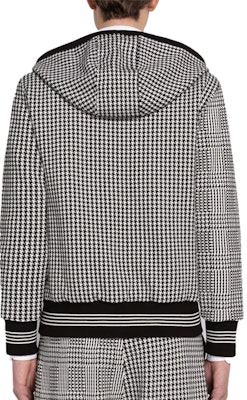 THOM BROWNE FW22 Houndstooth Striped Zip-Up Hoodie Jacket Men Black White MJT358F-J0025-980 Shop THOM BROWNE FW22 Houndstooth Striped Zip-Up Hoodie Jacket Men Black White MJT358F-J0025-980