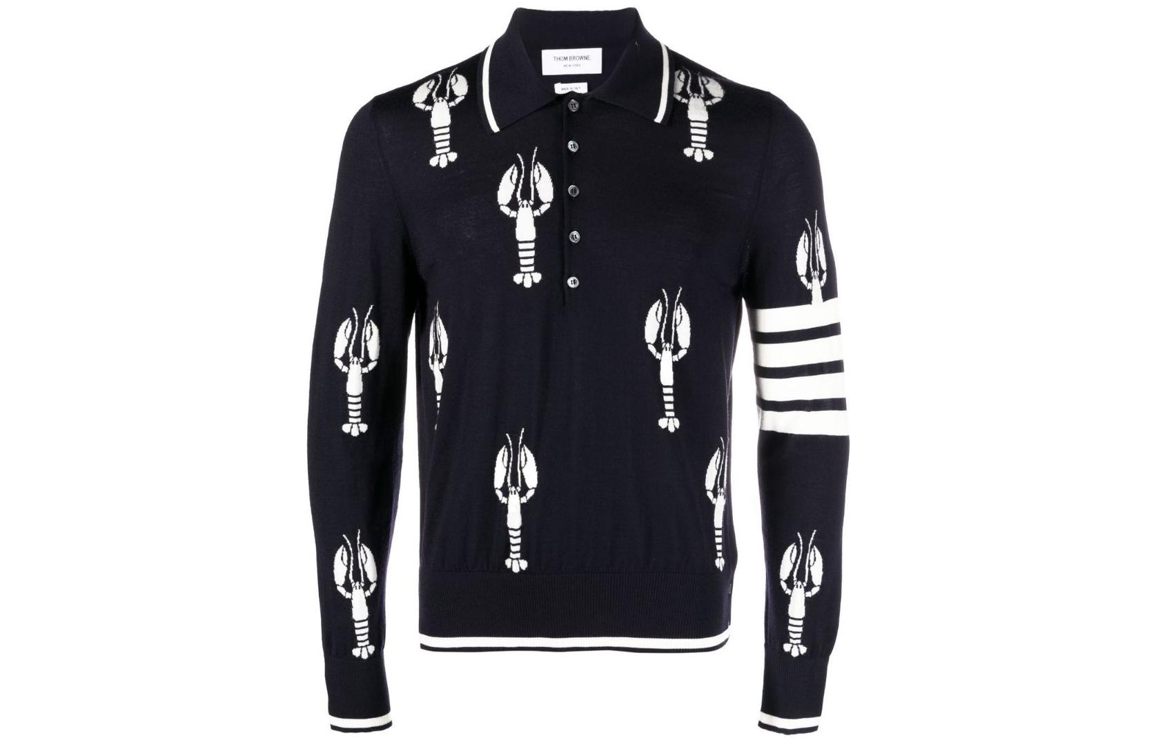 THOM BROWNE FW22 Lobster Intarsia Pullover Sweater Black  Fashion. MKP076A-Y1014-415