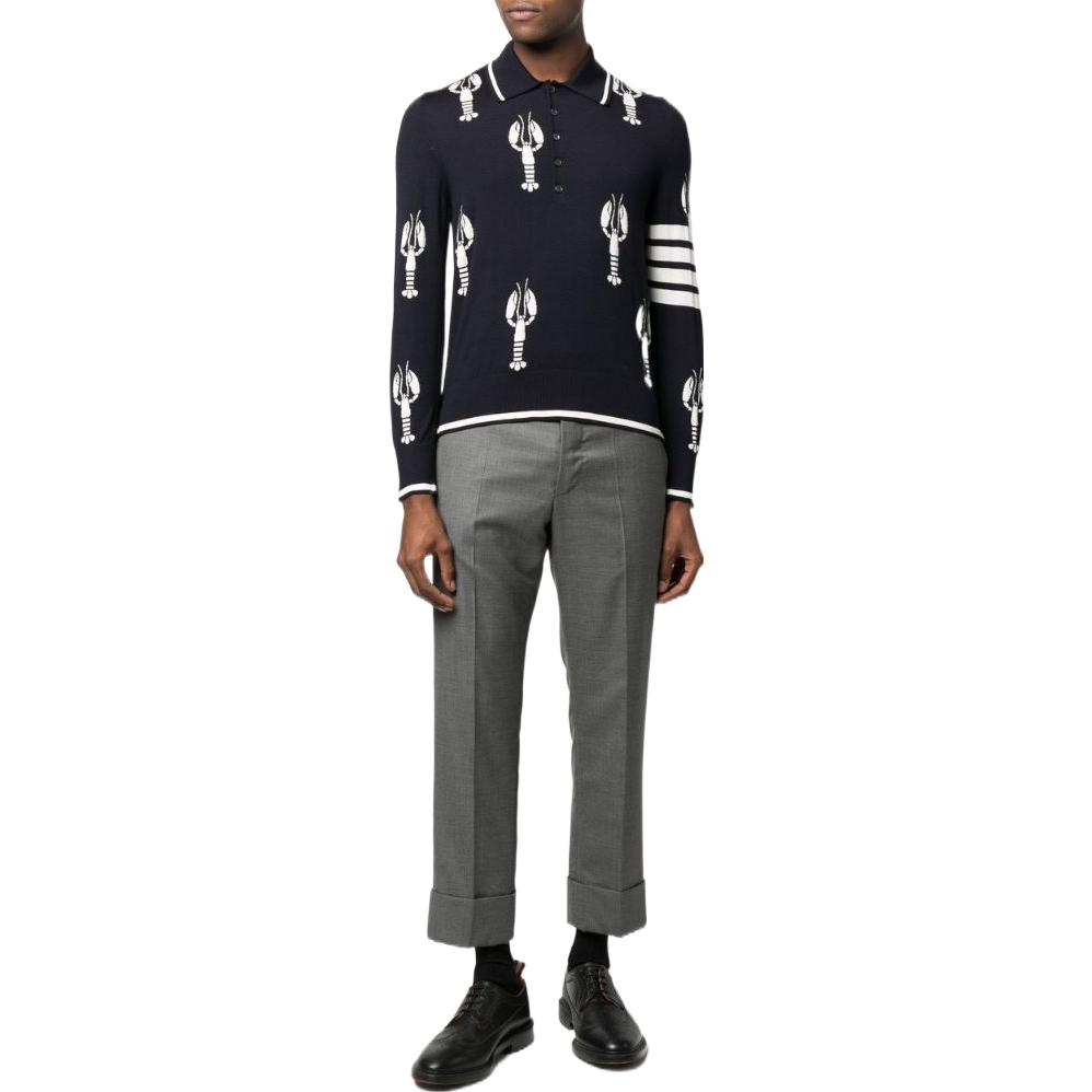 Lookbook THOM BROWNE FW22 Lobster Intarsia Pullover Sweater Hitam Fashion. MKP076A-Y1014-415