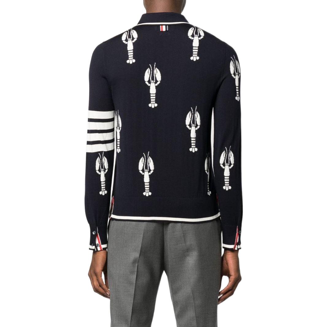 Shop THOM BROWNE FW22 Lobster Intarsia Pullover Sweater Hitam Fashion. MKP076A-Y1014-415
