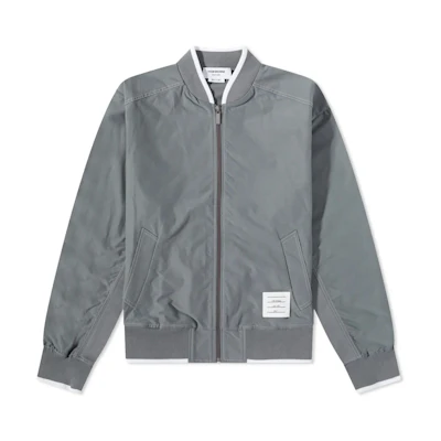 Thom Browne FW22 Nylon Flight Jacket Gray Back-to-School Edition MJT342A-07651-035