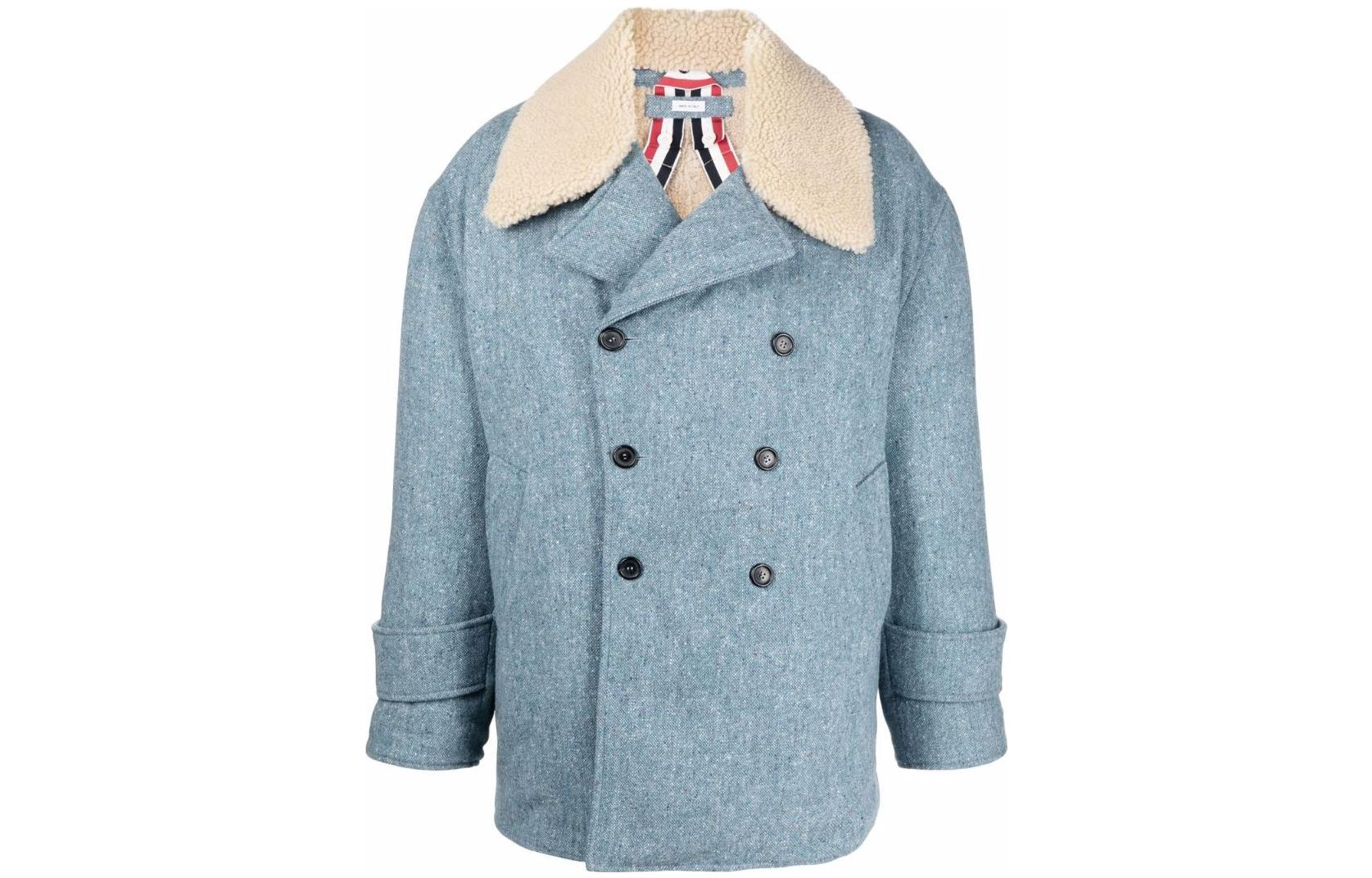 Thom Browne FW22 Patchwork Double-Breasted Jacket Men’s Blue MOD073X-F0086-450