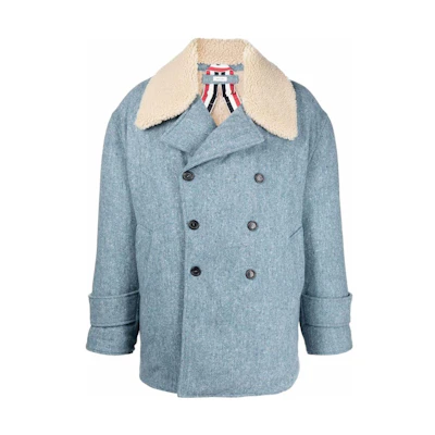 Thom Browne FW22 Patchwork Double-Breasted Jacket Men’s Blue MOD073X-F0086-450