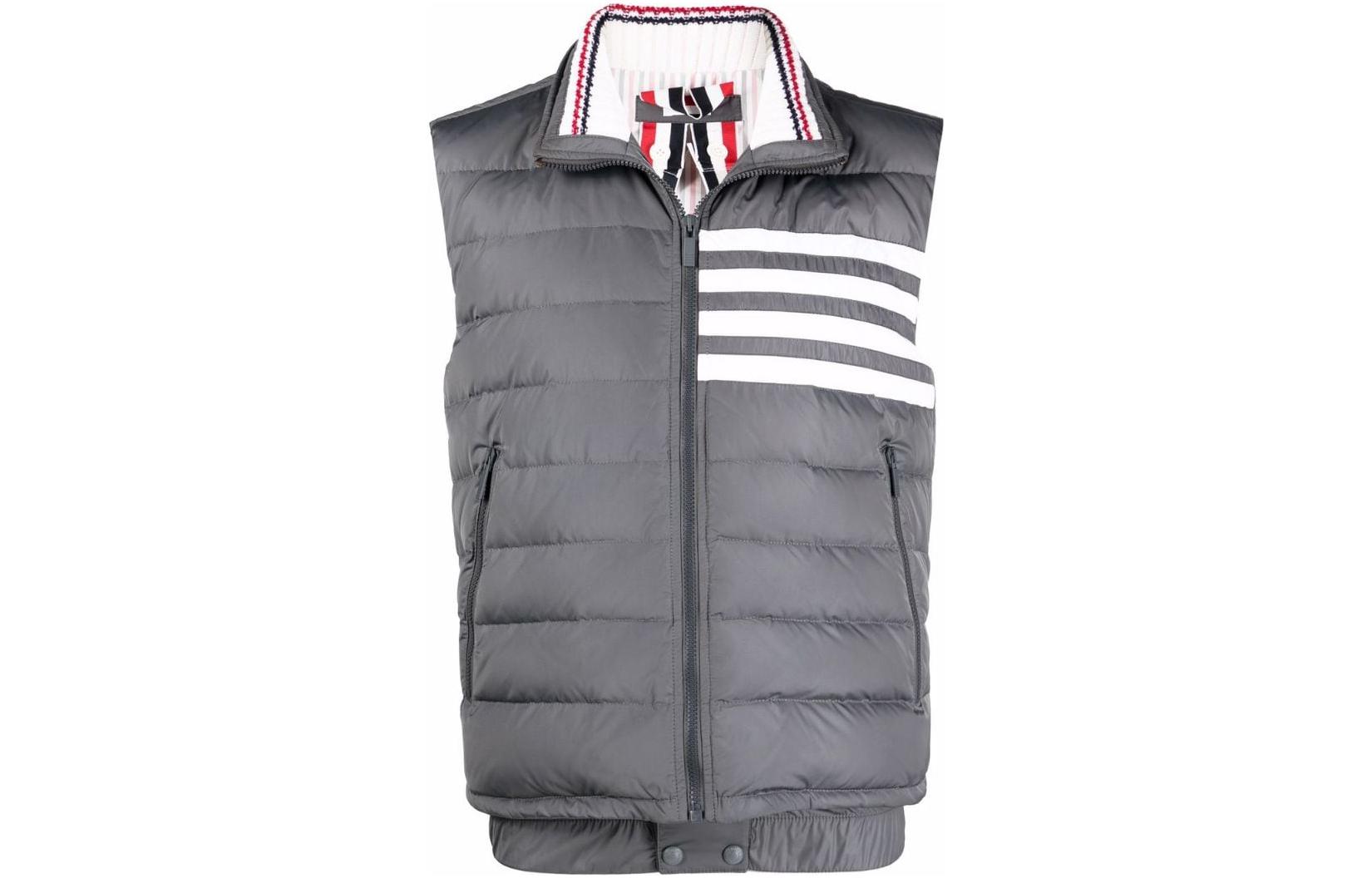 Order トムブラウン FW22 パターンロゴ スタンドカラー ジップベスト グレー MVD024X-07259-035