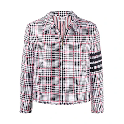 THOM BROWNE FW22 Plaid Striped Print Casual Jacket Light Grey Men’s MJO166T-07888-960