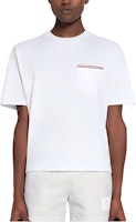 THOM BROWNE FW22 Plain Ribbed Crewneck Short Sleeve T-Shirt White Tee MJS183A07323-100 THOM BROWNE FW22 Plain Ribbed Crewneck Short Sleeve T-Shirt White Tee MJS183A07323-100