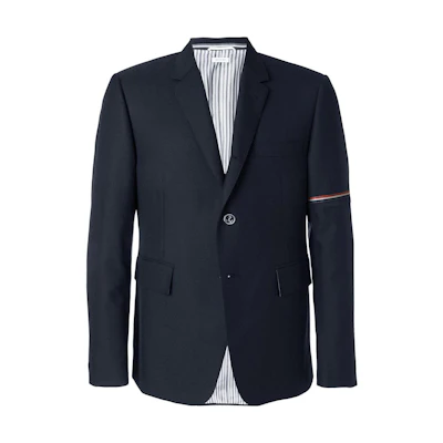 THOM BROWNE FW22 Single-Button Stripe Blazer Black Back to School Edition MJC177A-02055-415