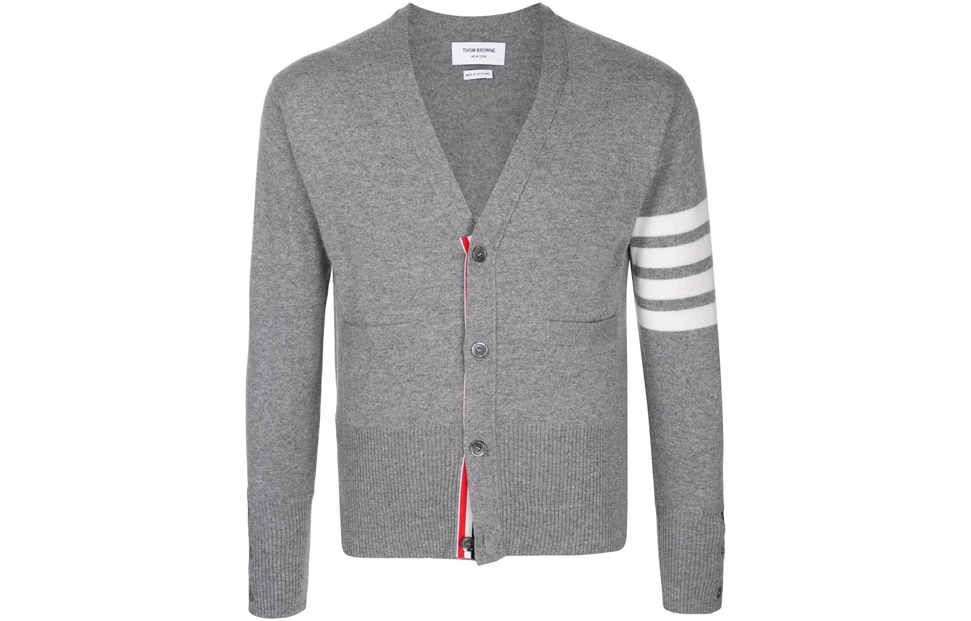 Order Thom Browne FW22 Sweater Cashmere Abu Solid 4-Bar V-Neck. MKC001A-00011-055