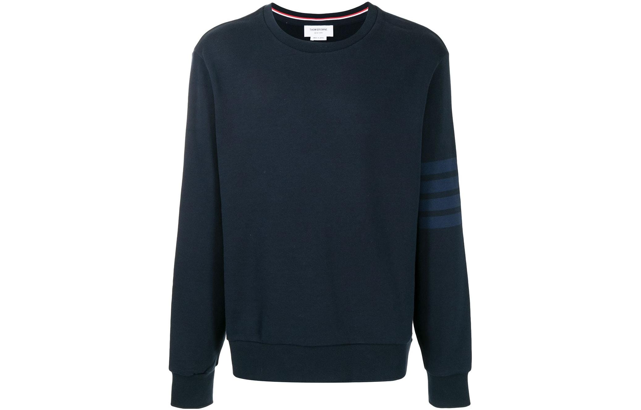 Thom Browne FW22 Solid Color Crewneck Pullover Sweatshirt Men’s Blue MJT248A-06918-415