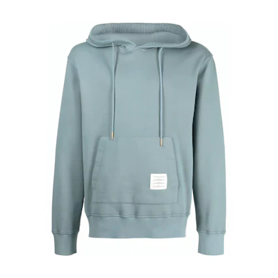 THOM BROWNE FW22 Solid Color Patch Drawstring Pullover Hoodie Men’s Mint Green MJT335B-J0007-420