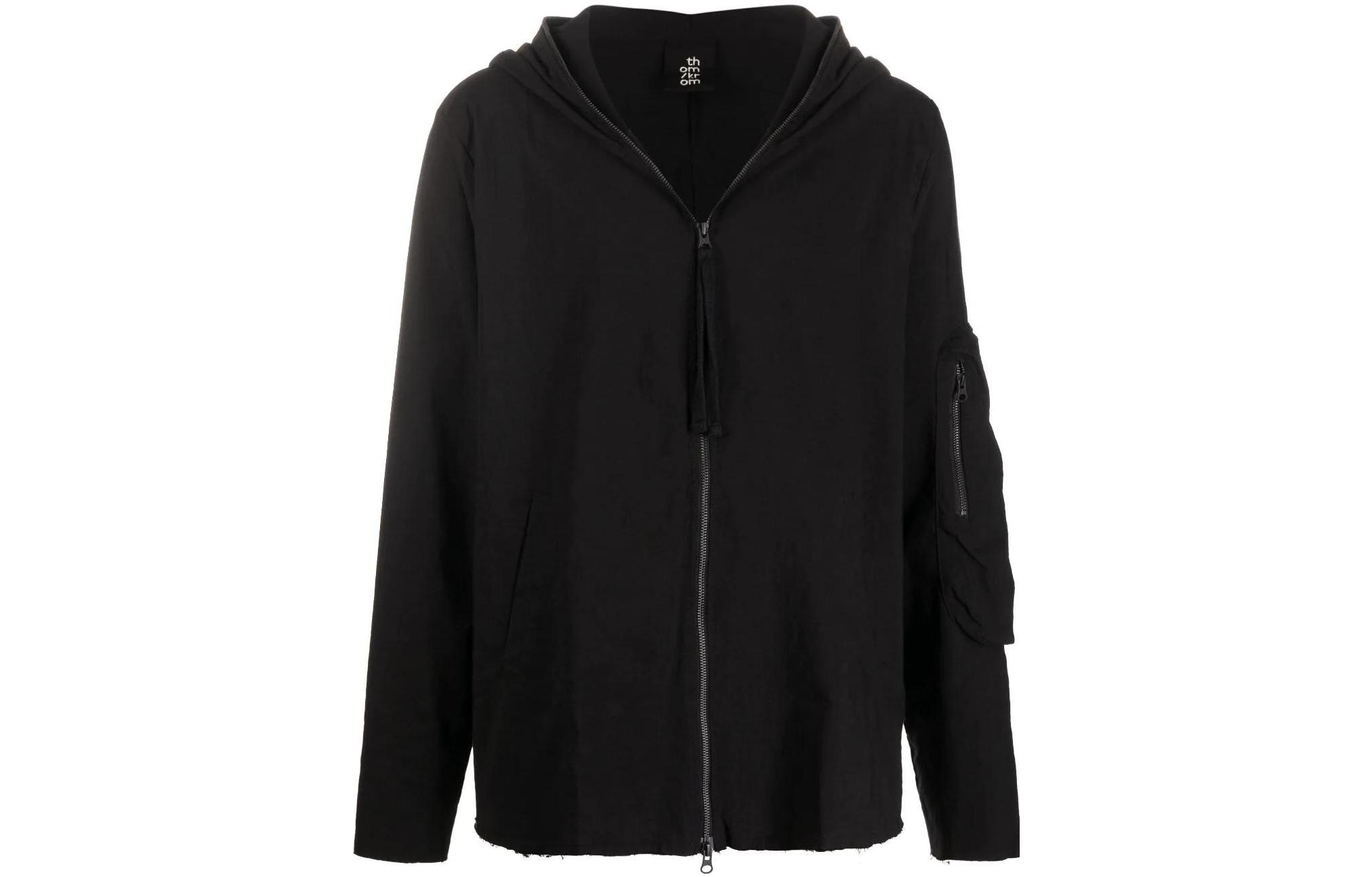 Thom Browne FW22 Solid Color Zip Pocket Hoodie Jacket Men’s Black MSJ47753-BLACK-502