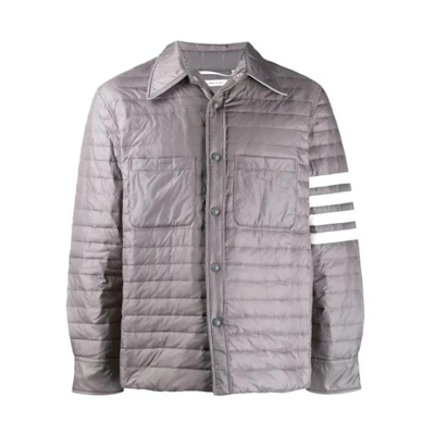 Thom Browne FW22 Solid Four-Bar Stripe Shirt Jacket Men’s Gray MJD0-68X05411-035