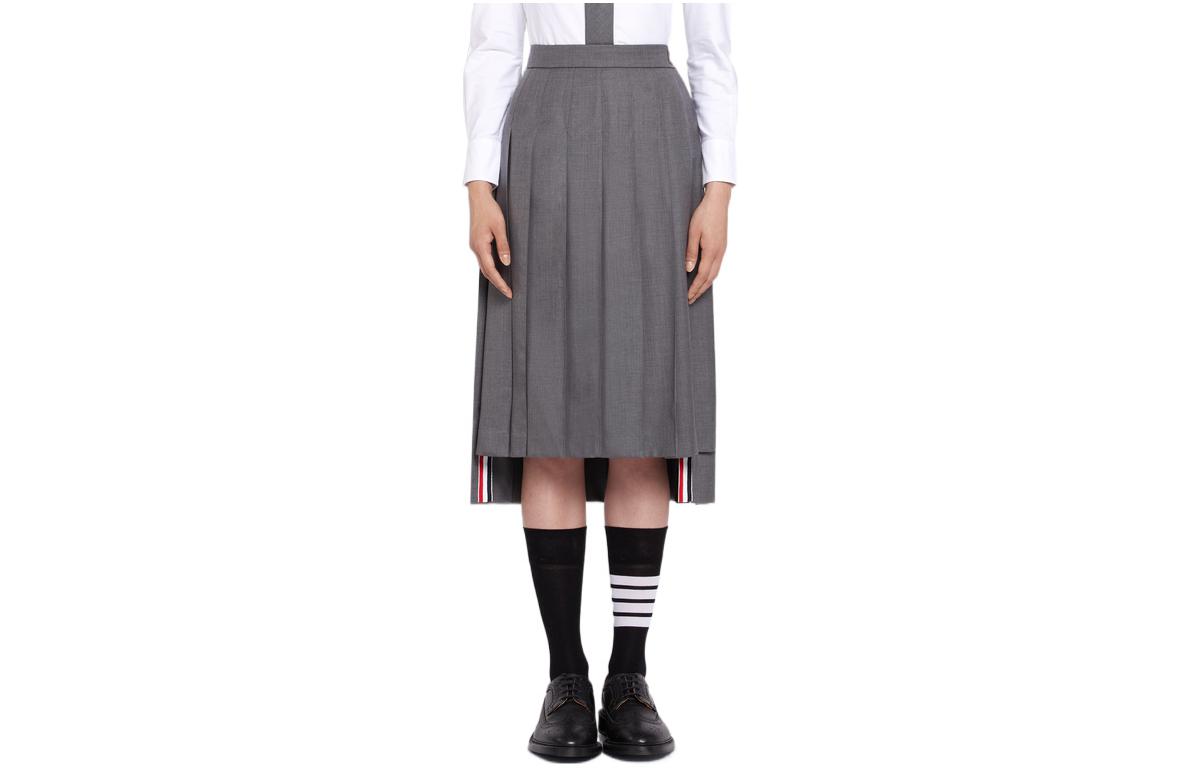 THOM BROWNE FW22 Solid High-Waisted Pleated Midi Skirt Grey FGC400V-02872-035 圖 2