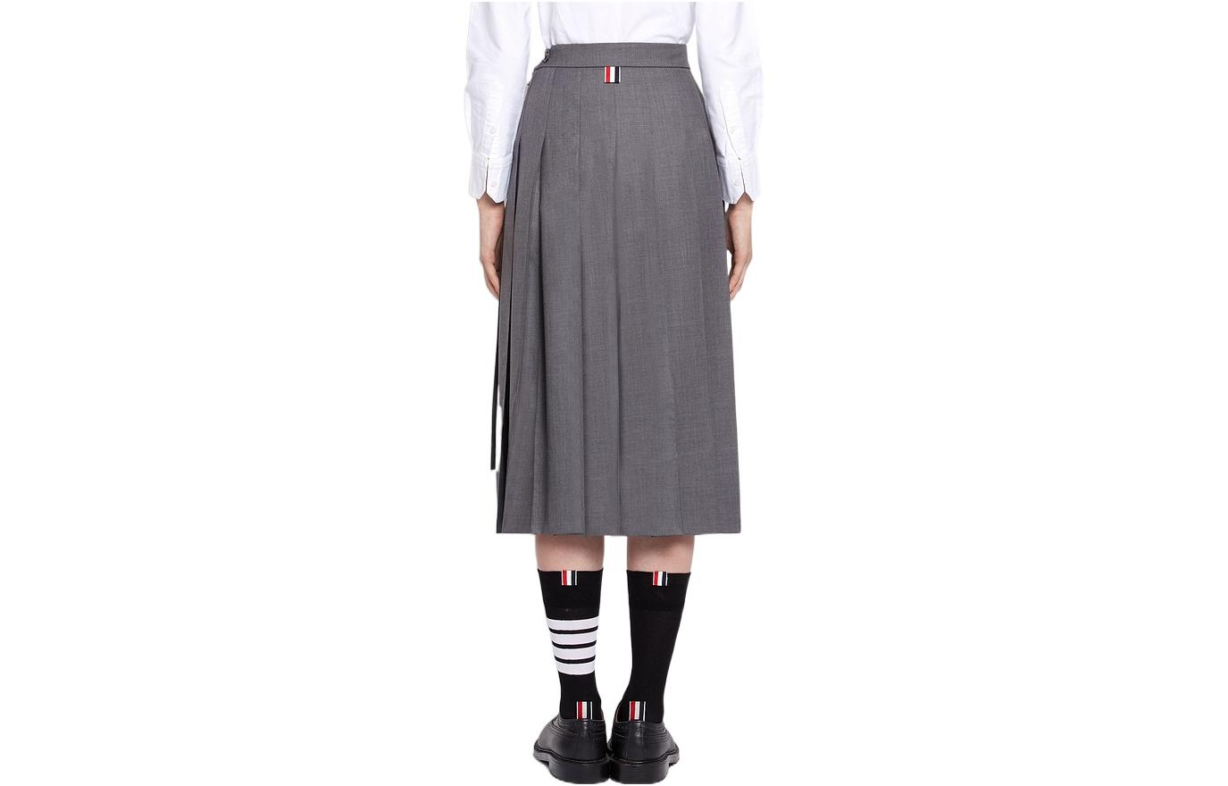 THOM BROWNE FW22 Solid High-Waisted Pleated Midi Skirt Grey FGC400V-02872-035 圖 3