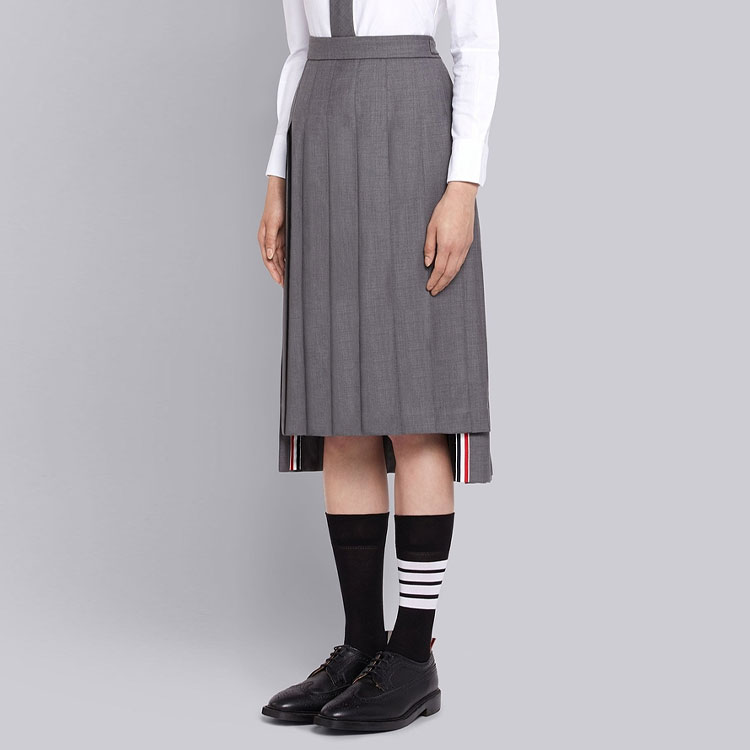 THOM BROWNE FW22 Solid High-Waisted Pleated Midi Skirt Grey FGC400V-02872-035 圖 5
