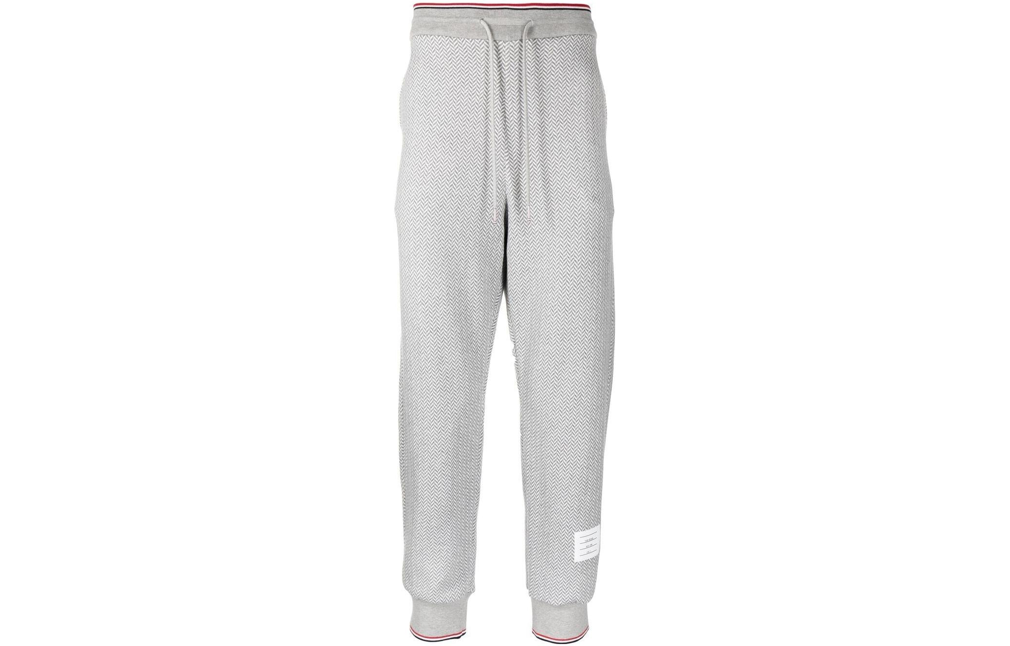THOM BROWNE FW22 Solid Logo Letter Drawstring Sweatpants Men’s Grey MJQ155A-J0027-133