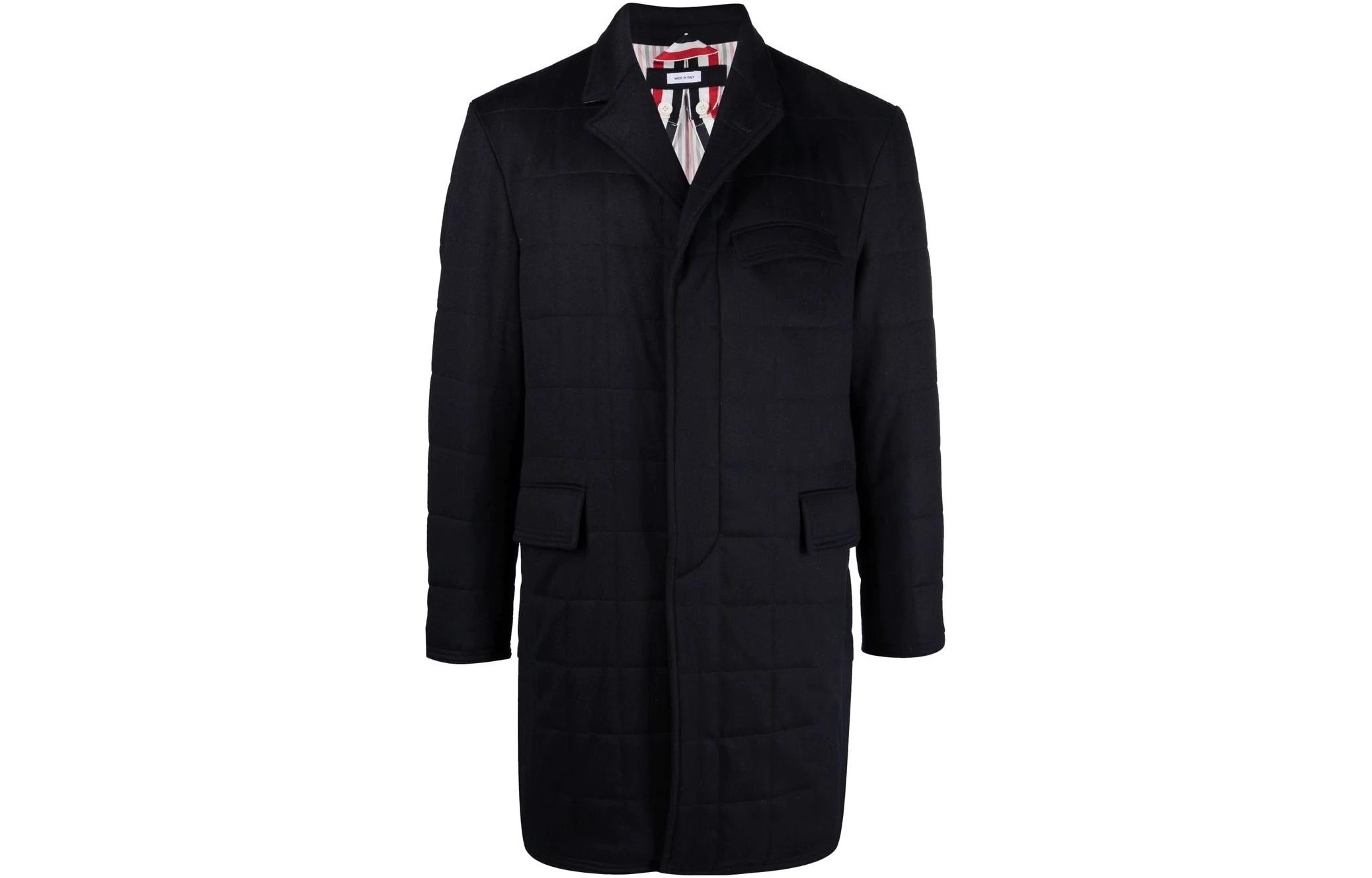 Thom Browne FW22 Solid Navy Blue Point Collar Long Sleeve Jacket MOD053X-07962-415