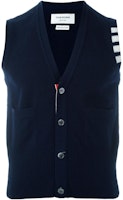 Thom Browne FW22 Stripe Single-Breasted Sleeveless Cashmere Vest Blue MKV001A-00011-415 Thom Browne FW22 Stripe Single-Breasted Sleeveless Cashmere Vest Blue MKV001A-00011-415