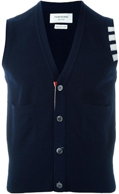 Thom Browne FW22 Stripe Single-Breasted Sleeveless Cashmere Vest Blue MKV001A-00011-415 Buy Thom Browne FW22 Stripe Single-Breasted Sleeveless Cashmere Vest Blue MKV001A-00011-415