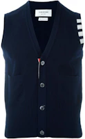 Order Thom Browne FW22 Stripe Single-Breasted Sleeveless Cashmere Vest Blue MKV001A-00011-415