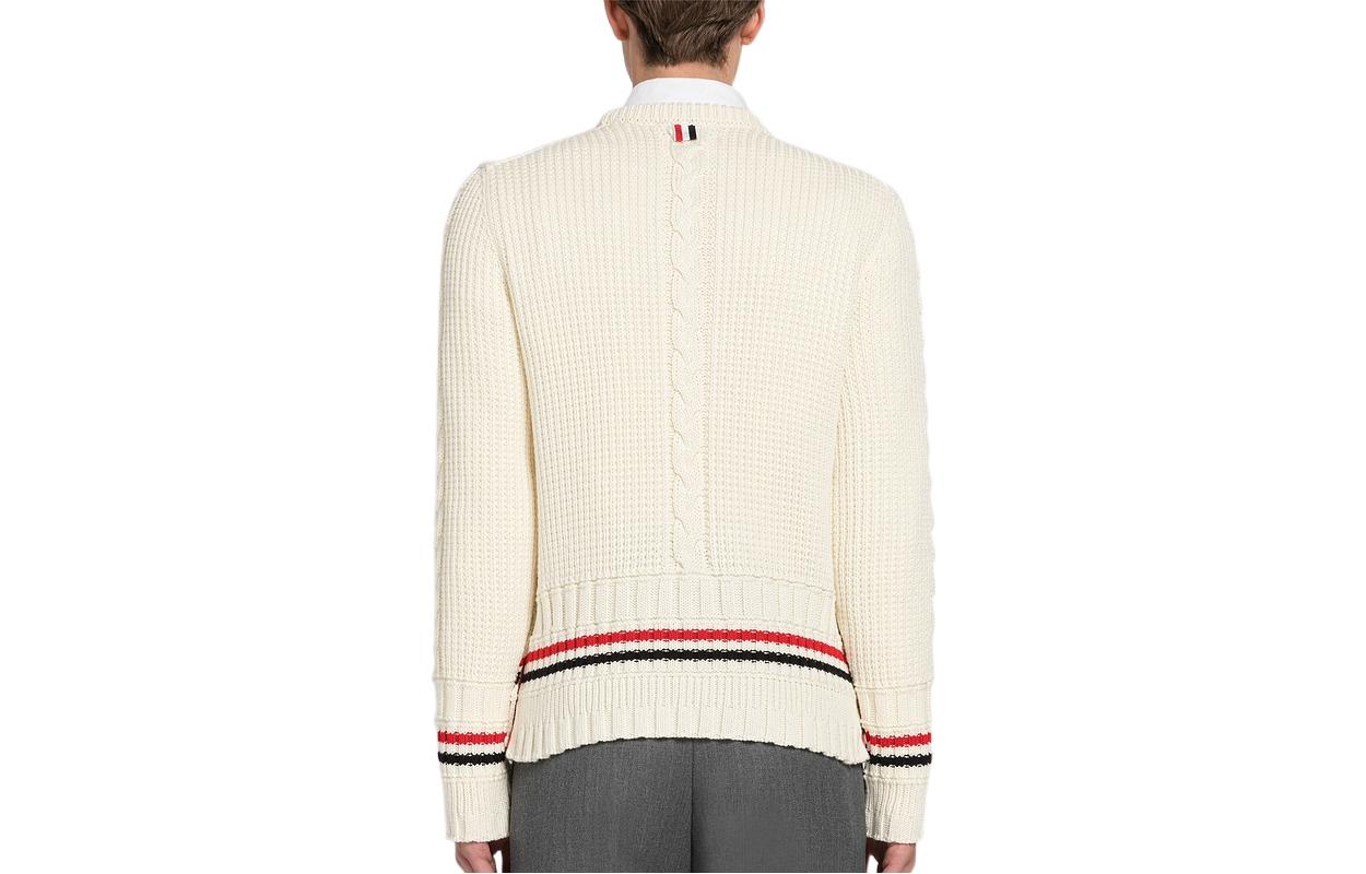 Thom Browne FW22 Striped Casual Crewneck Pullover Knit Sweater Men White MKA447A-Y1024-100 圖 3