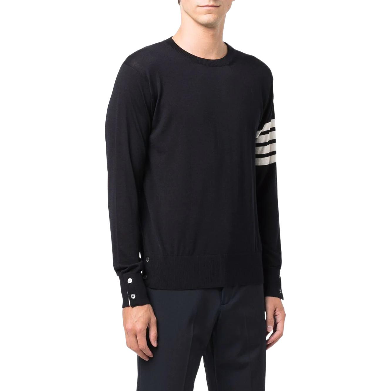 THOM BROWNE FW22 Striped Crewneck Wool Knit Sweater Navy Blue (). MKA00-2AY1014-415 圖 4