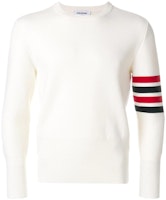 THOM BROWNE FW22 Striped Crewneck Wool Sweater Off-White Pullover. MKA189A-00014-100 THOM BROWNE FW22 Striped Crewneck Wool Sweater Off-White Pullover. MKA189A-00014-100
